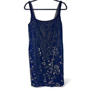 Women's Vintage Black Velvet Burnout Floral Slip Mini Dress Y2K 90s Whimsygoth M